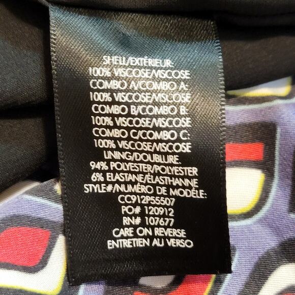 Alice + Olivia Karolina Mod Moon Tie Neck Blouson Sleeve Colorblock Midi Dress 6 - Picture 15 of 16